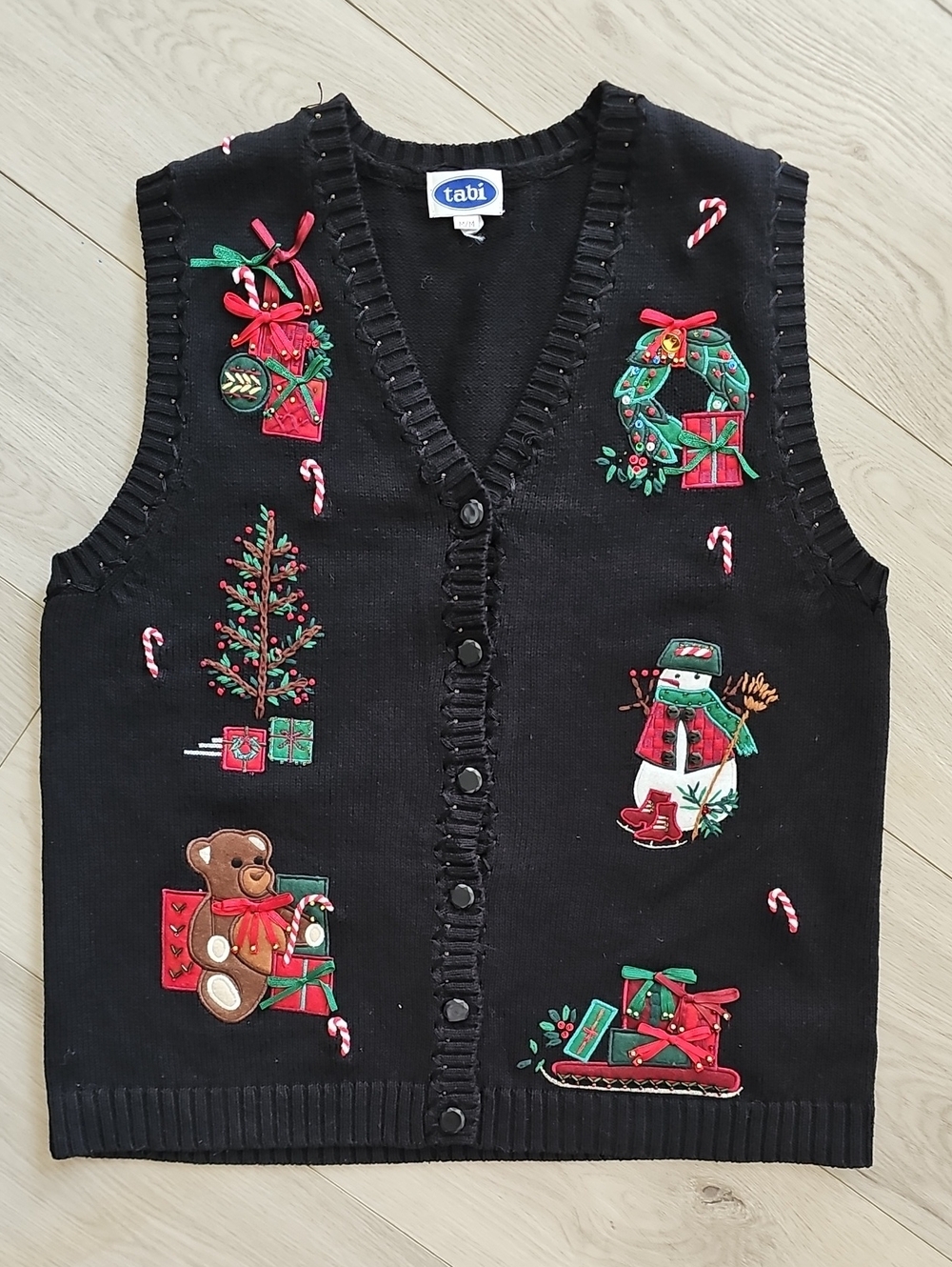 Vintage Tabi Ugly Christmas Sweater Vest, Med